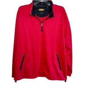 Greg Norman Golf Jacket Pullover 1/3 Zip Windproof Sz Large Red Water Repellent
